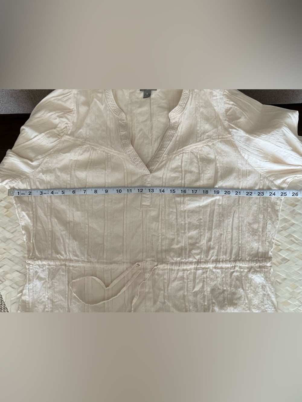 Falls Creek Cream Peasant-Style Drawstring Tunic - Picture 6 of 8